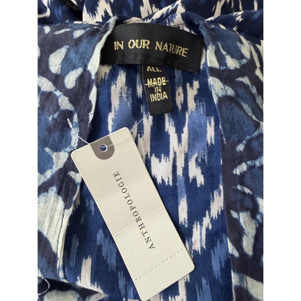 Anthropologie In Our‎ Nature Midnight Kimono Blue Ikat Viscose Size ALL NWT - Picture 7 of 11